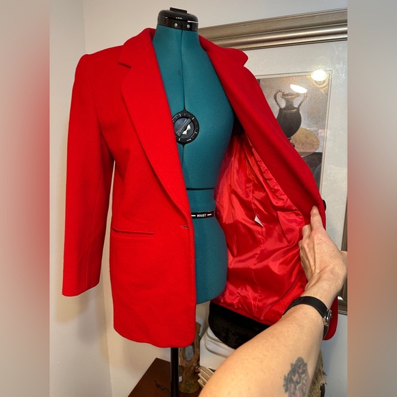 Wool And Cashmere Red Lined Pockets Blazer Jacket Size Medium - Picture 6 of 11